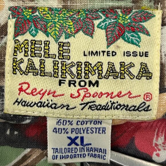 Vintage 90s Reyn Spooner Mele Kalikimaka Hawaiian Camp Shirt Beige XL X-Large - Picture 5 of 6